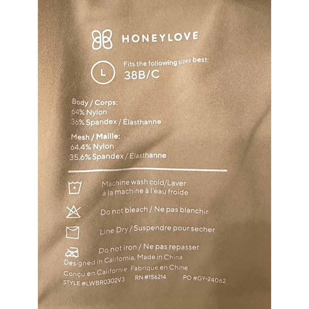 Honeylove Crossover Tan Bra - L - 38 B/C
